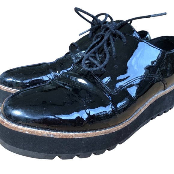 Eileen Fisher EDDY PATENT LEATHER PLATFORM black OXFORD size 6 nwot - Picture 13 of 13